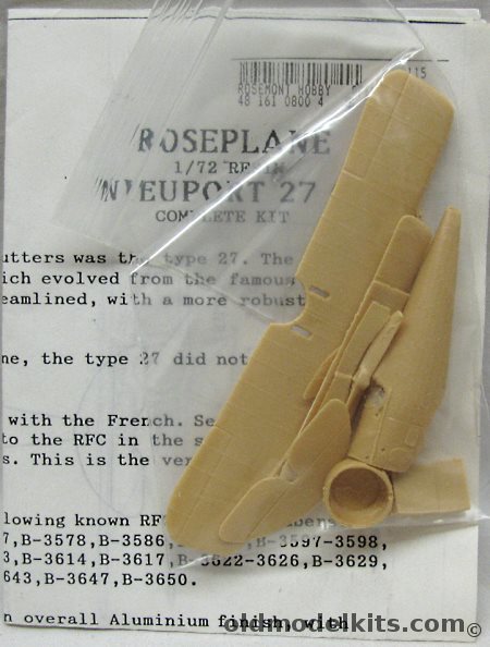 Roseplane 1/72 Nieuport 27 C.1 -  French and RFC WWI Fighter plastic model kit